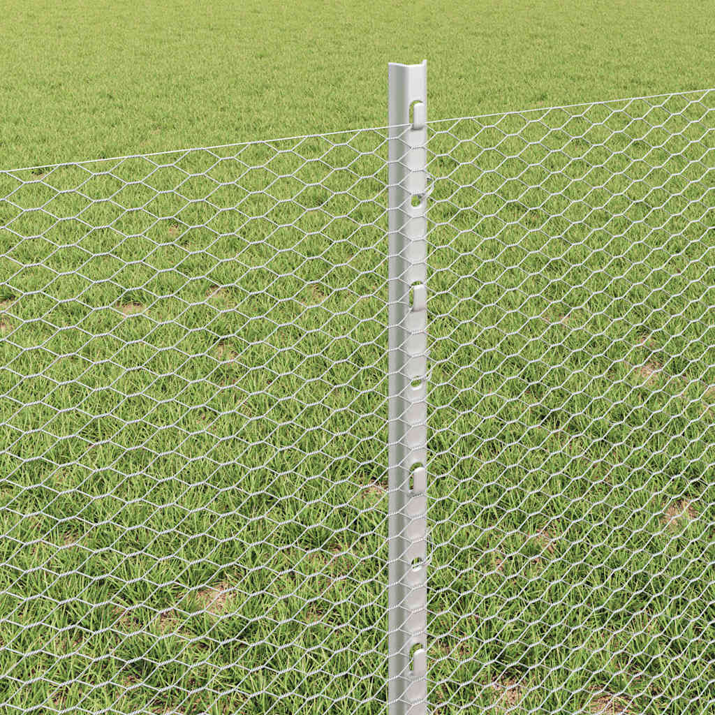 Fence with Posts Silver 0.6 x 25 m Steel