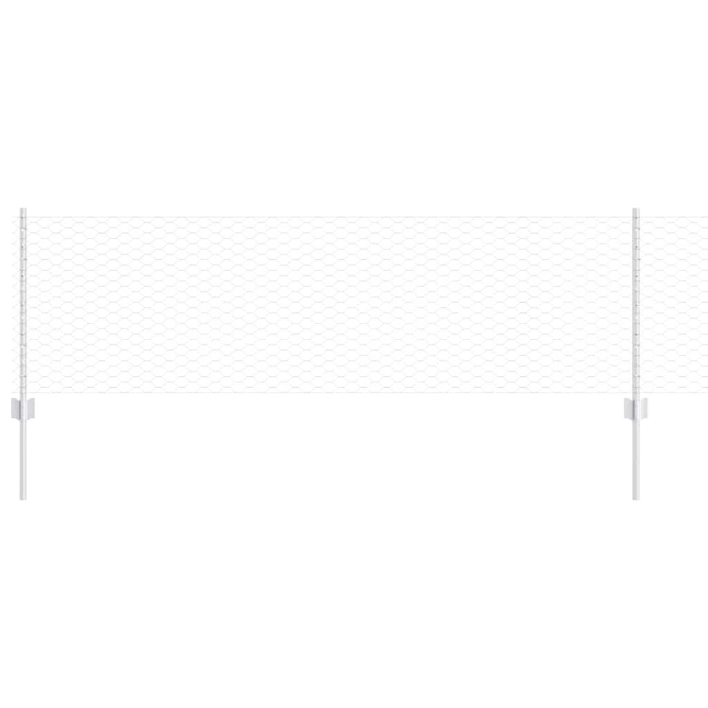Fence with Posts Silver 0.6 x 25 m Steel
