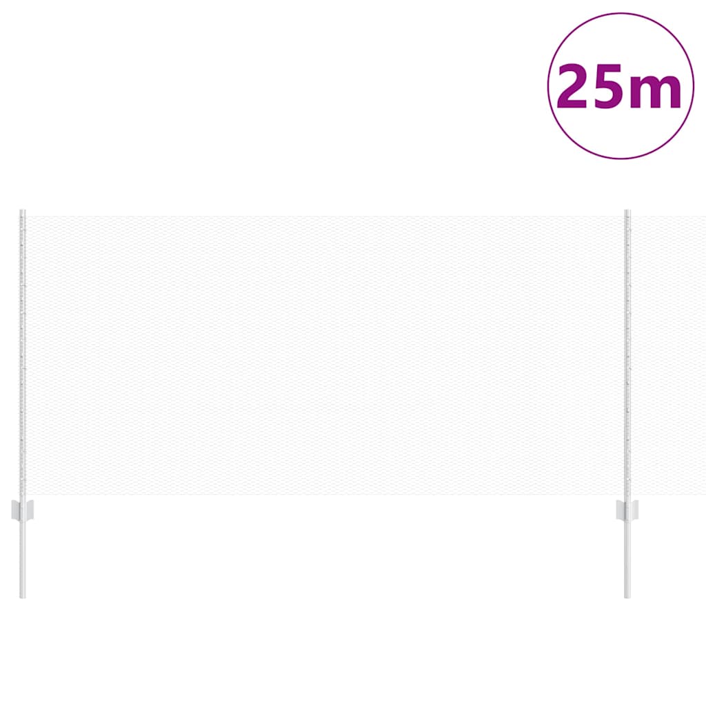 Fence with Posts Silver 1 x 25 m Steel