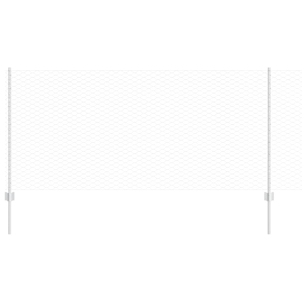 Fence with Posts Silver 1 x 25 m Steel
