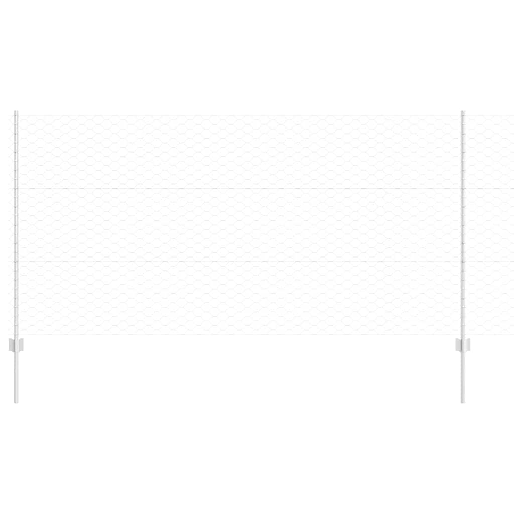 Fence with Posts Silver 1.2 x 25 m Steel