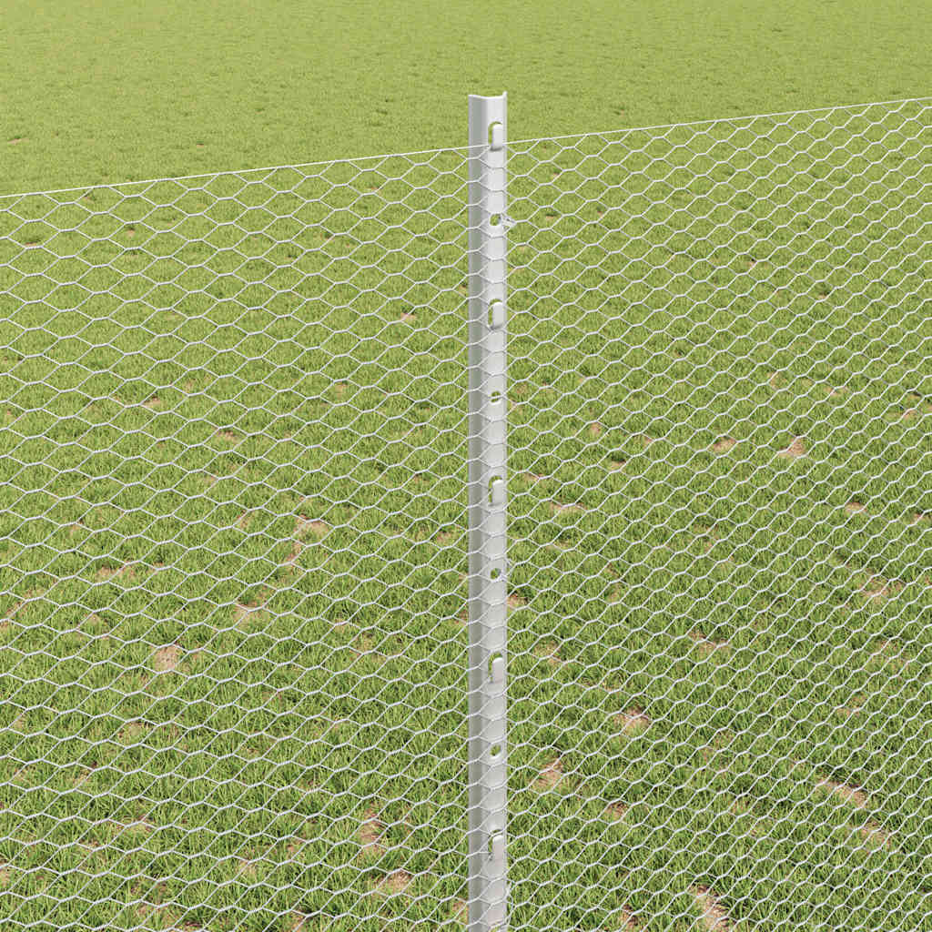 Fence with Posts Silver 1.4 x 25 m Steel