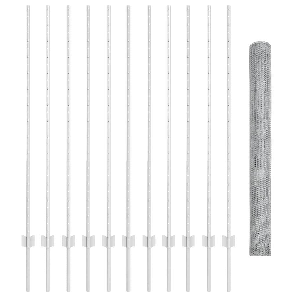 Fence with Posts Silver 1.4 x 25 m Steel