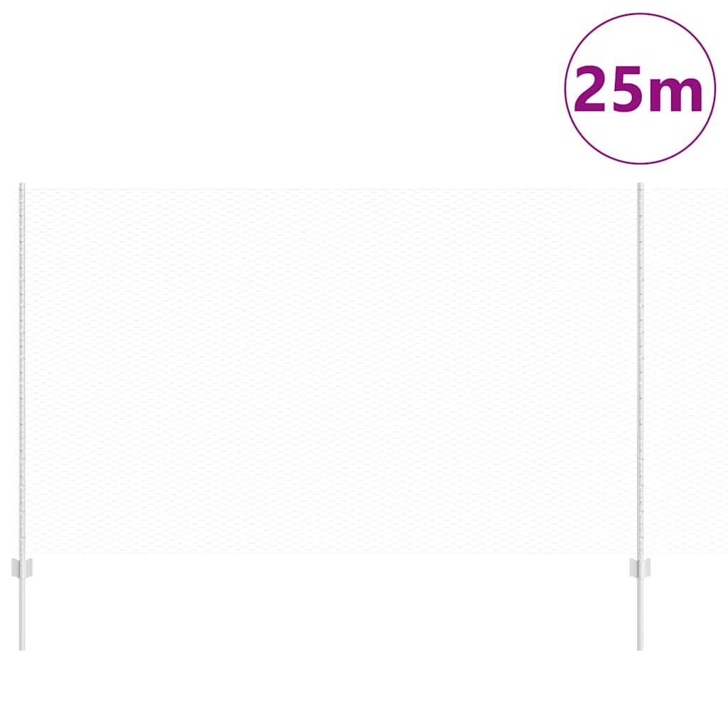 Fence with Posts Silver 1.4 x 25 m Steel