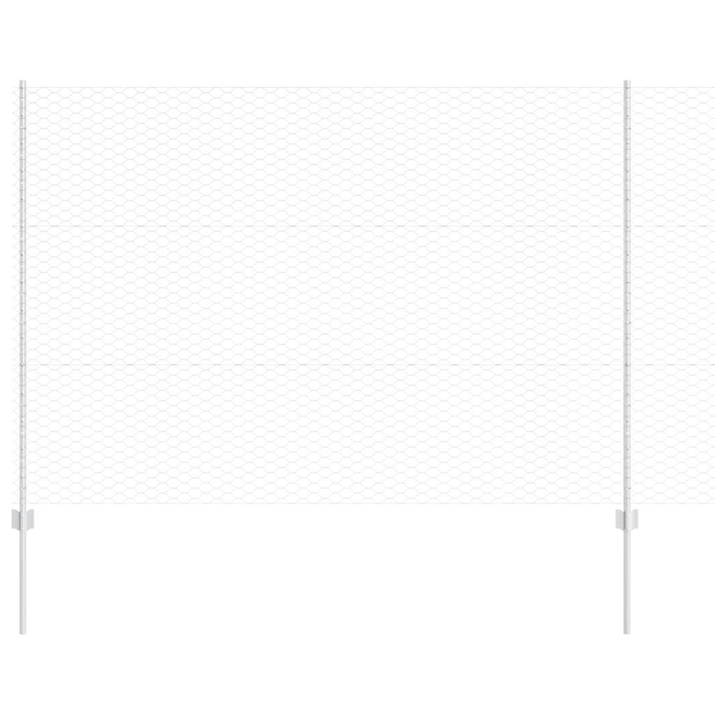 Fence with Posts Silver 1.5 x 25 m Steel