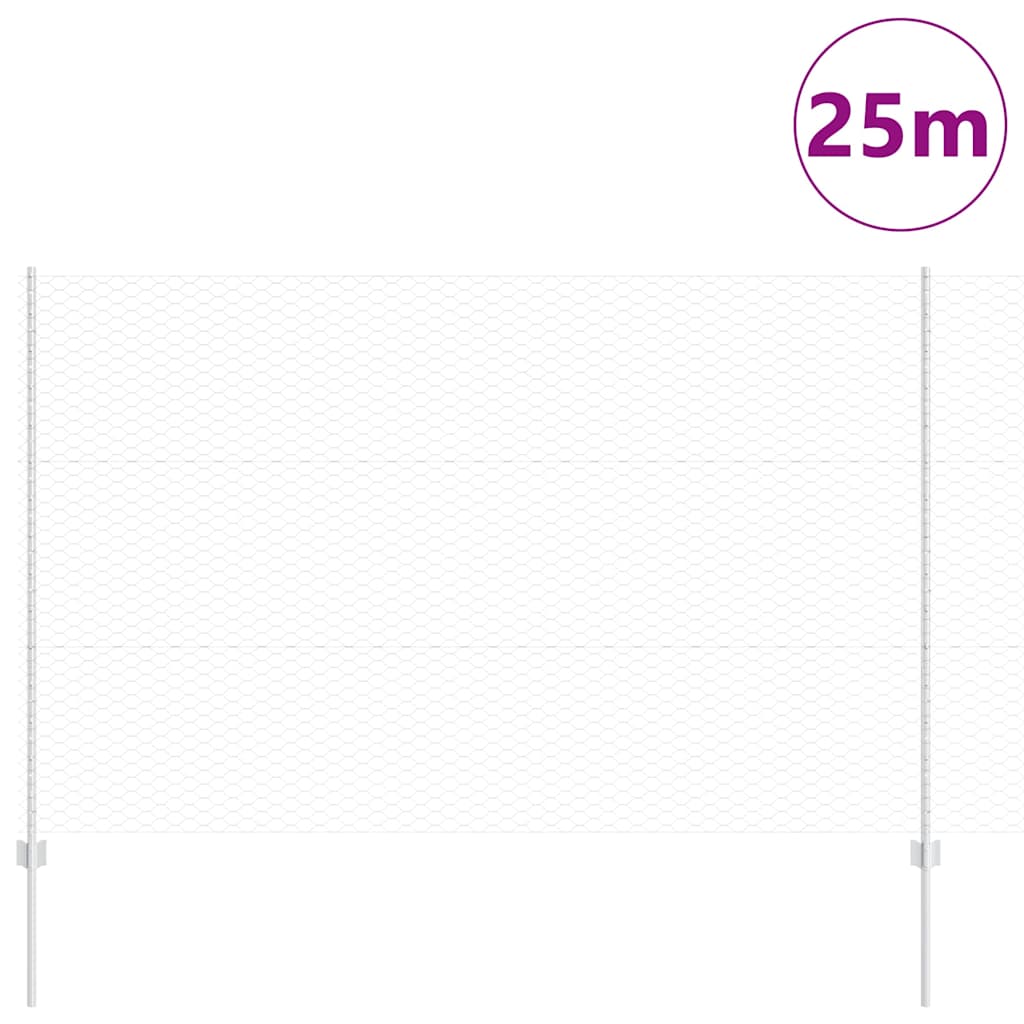 Fence with Posts Silver 1.5 x 25 m Steel