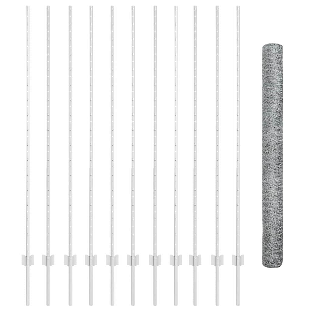 Fence with Posts Silver 1.6 x 25 m Steel