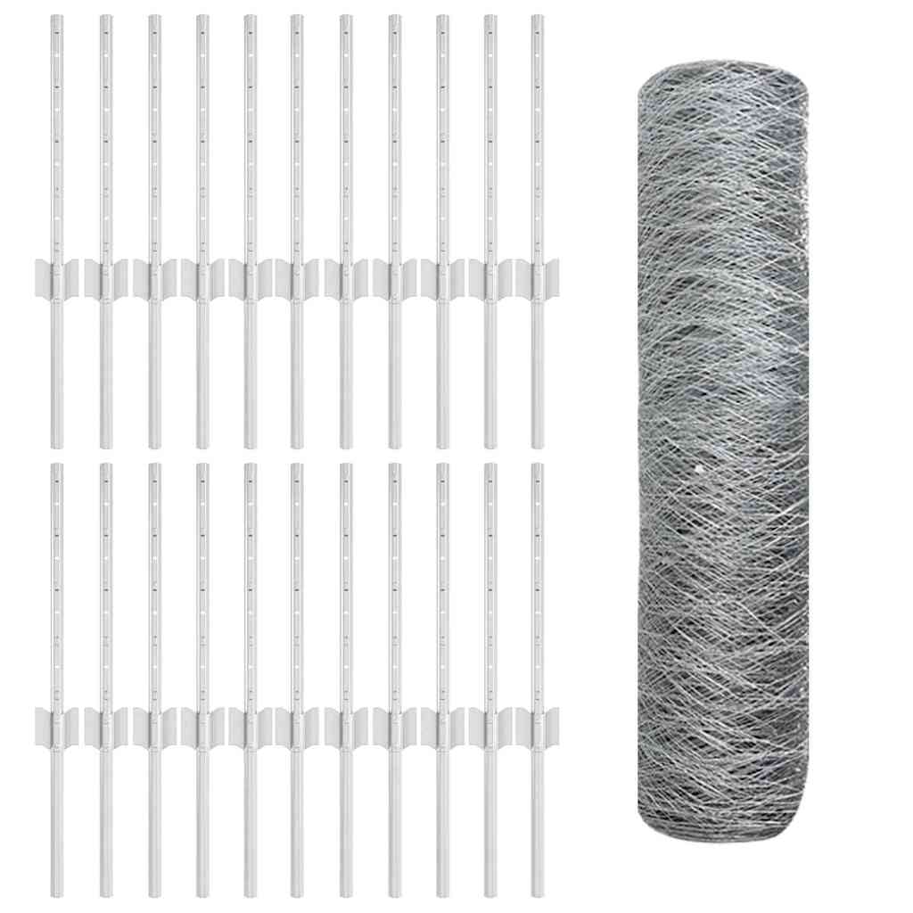 Fence with Posts Silver 0.4 x 50 m Steel