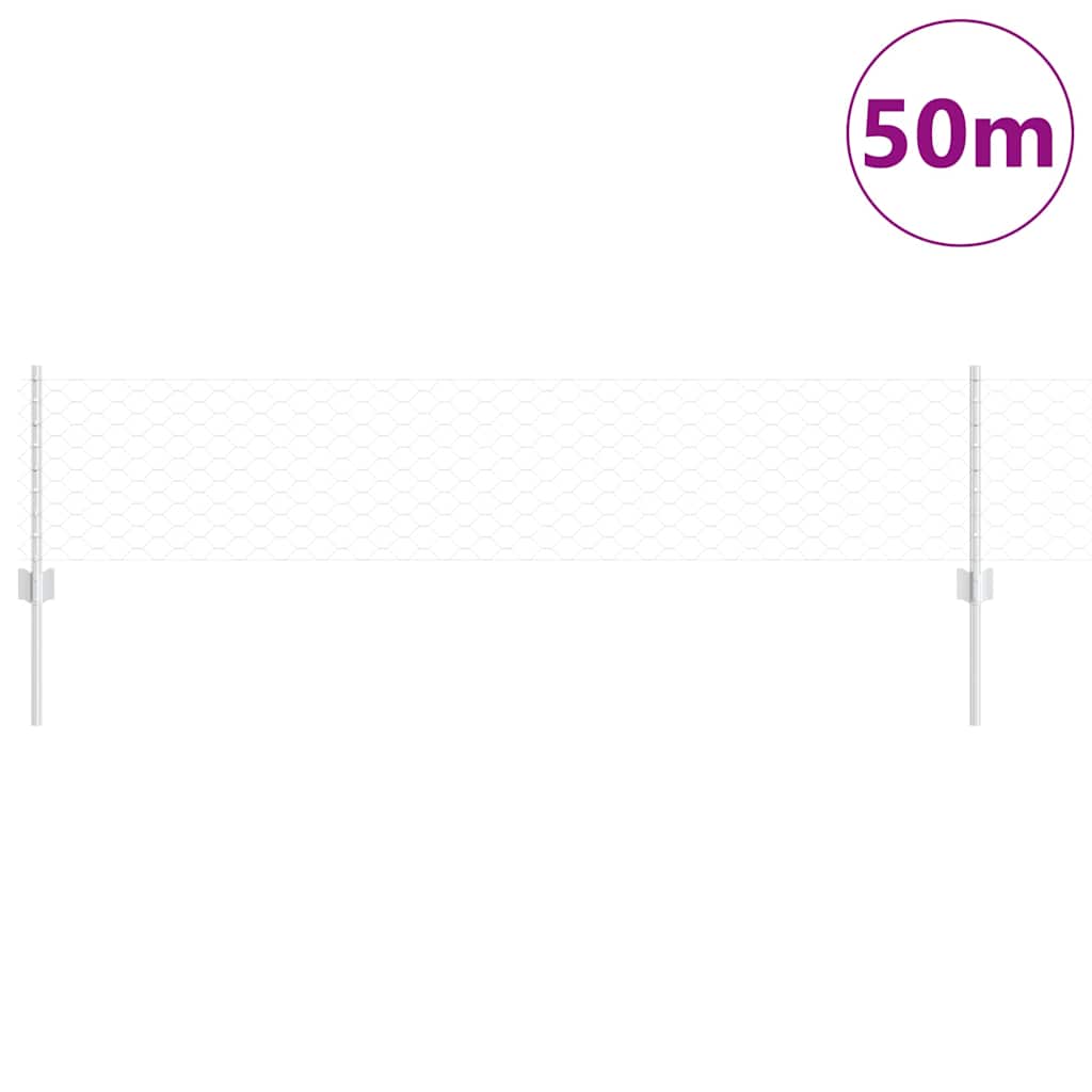 Fence with Posts Silver 0.4 x 50 m Steel