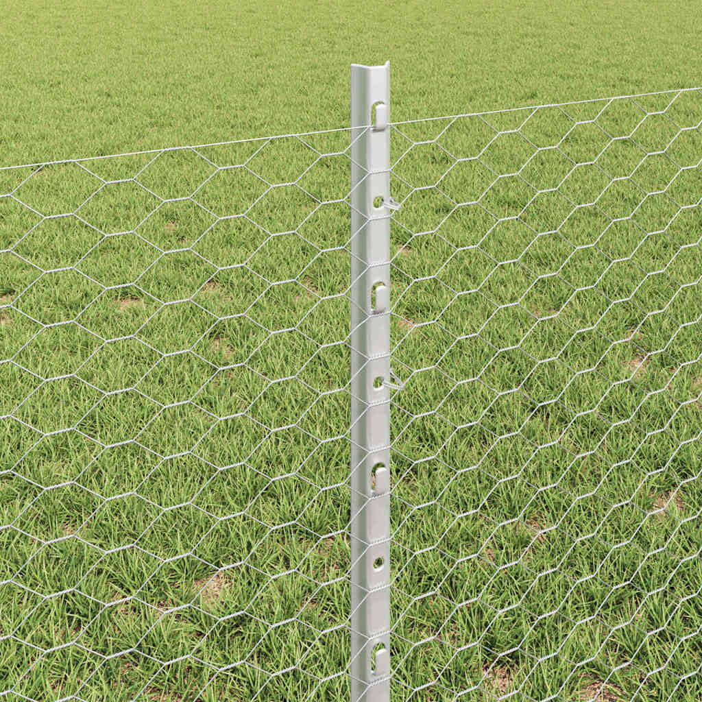 Fence with Posts Silver 0.6 x 50 m Steel