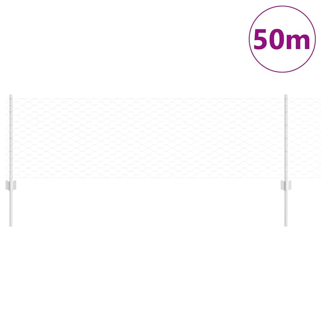 Fence with Posts Silver 0.6 x 50 m Steel