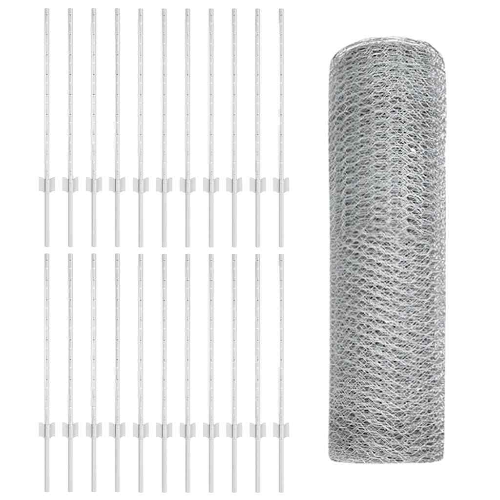 Fence with Posts Silver 0.8 x 50 m Steel