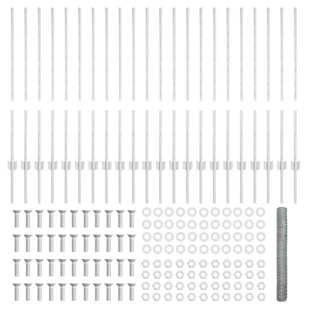 Fence with Posts Silver 1 x 50 m Steel