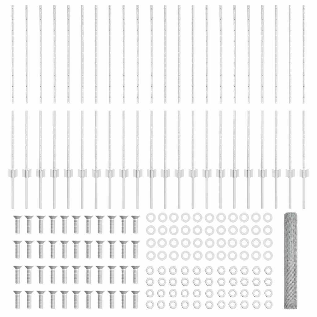 Fence with Posts Silver 1.2 x 50 m Steel