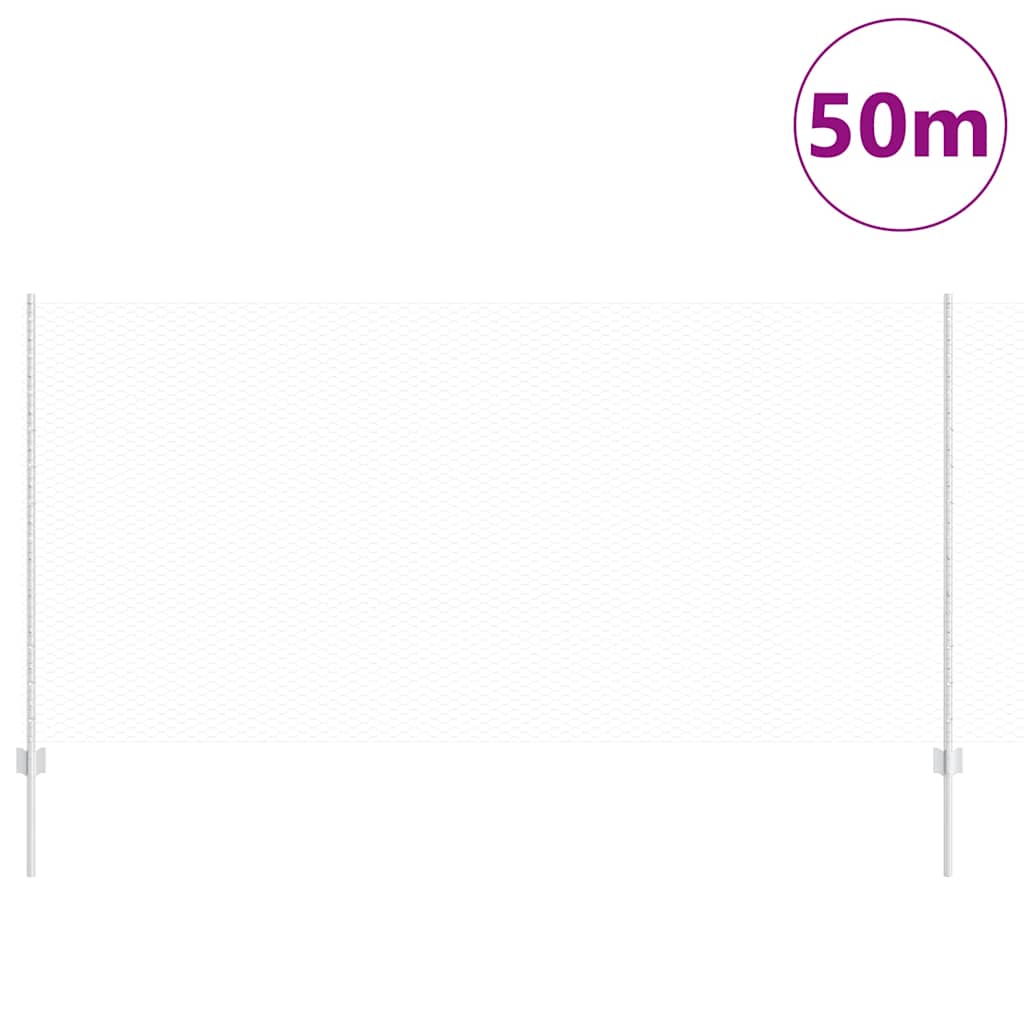 Fence with Posts Silver 1.2 x 50 m Steel