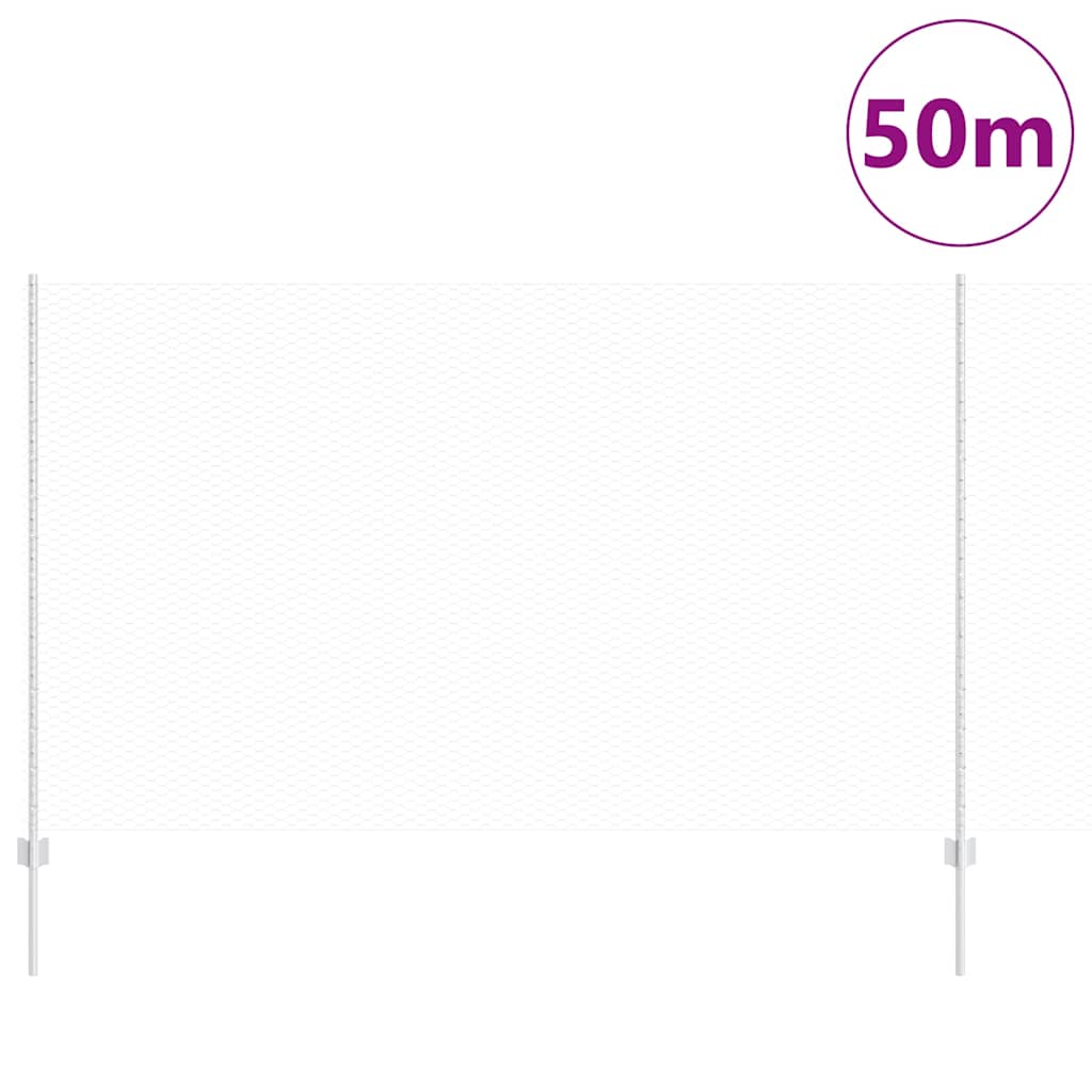 Fence with Posts Silver 1.4 x 50 m Steel