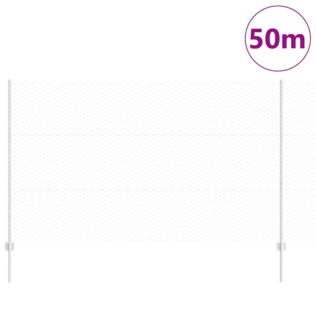 Fence with Posts Silver 1.4 x 50 m Steel