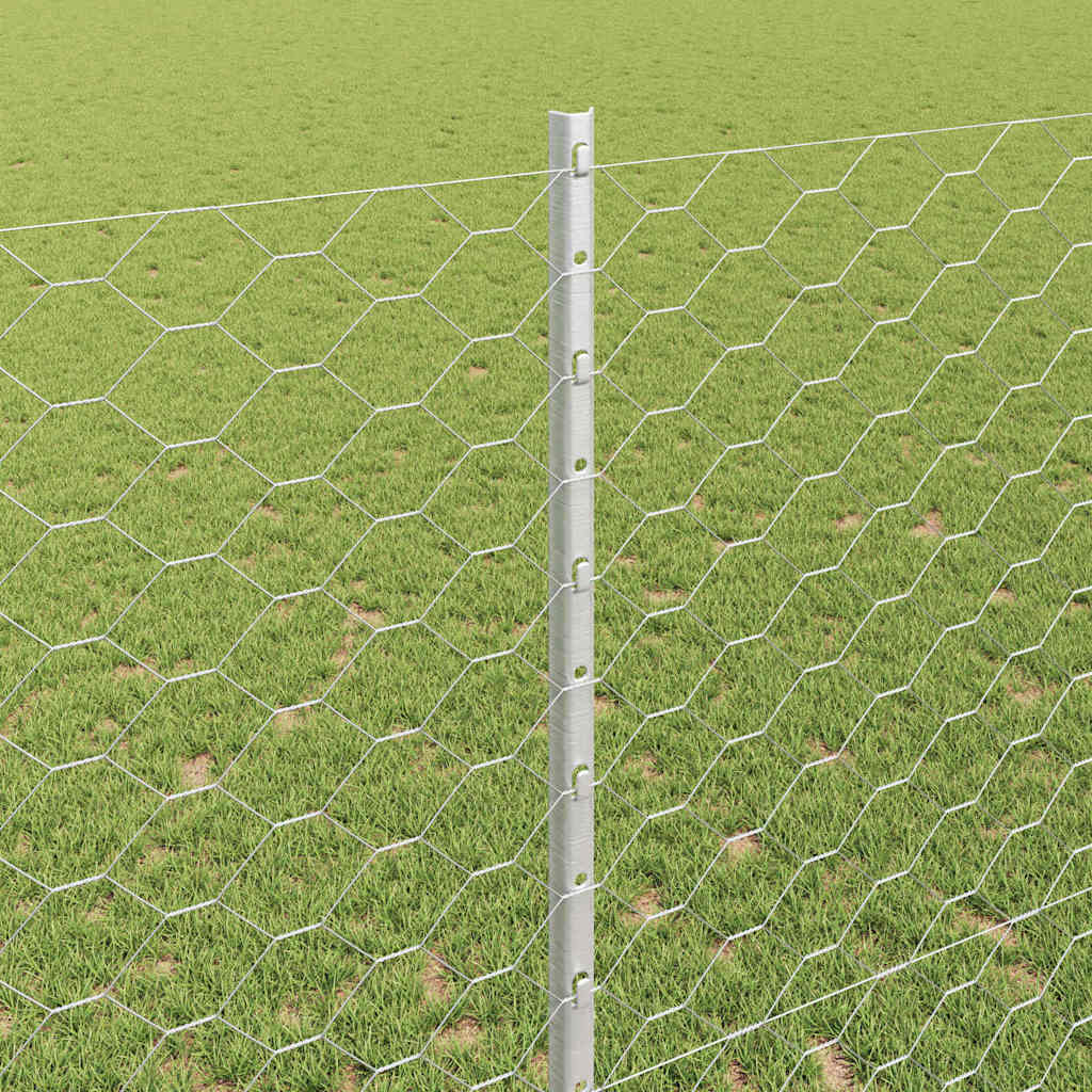 Fence with Posts Silver 1.4 x 50 m Steel