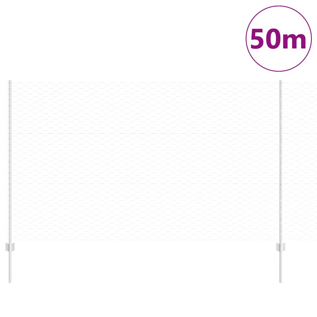 Fence with Posts Silver 1.4 x 50 m Steel