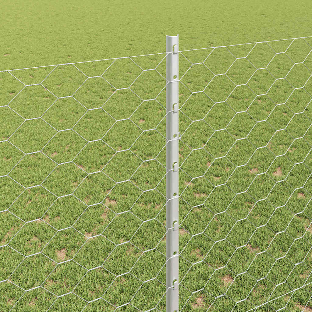 Fence with Posts Silver 1.5 x 50 m Steel