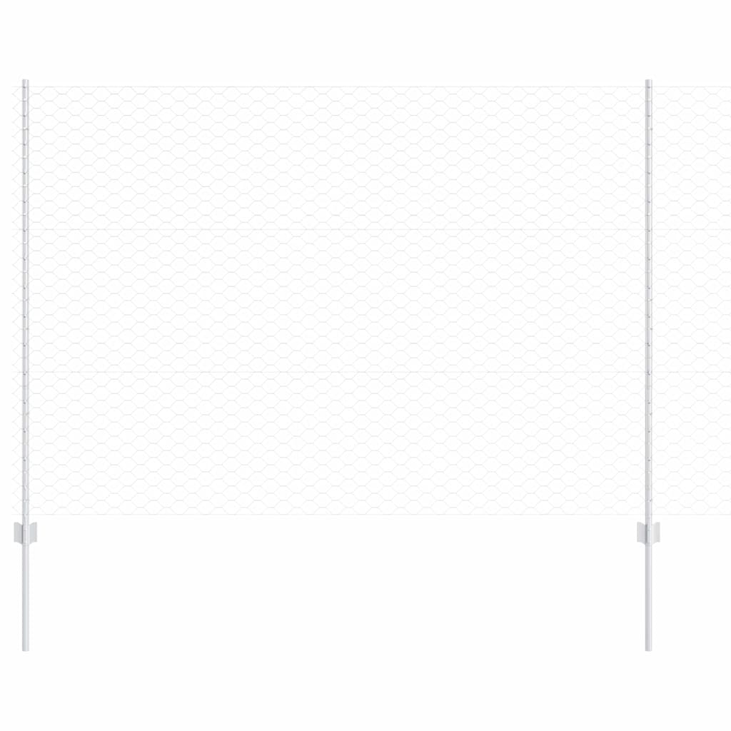 Fence with Posts Silver 1.5 x 50 m Steel