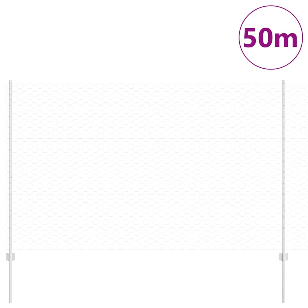 Fence with Posts Silver 1.5 x 50 m Steel