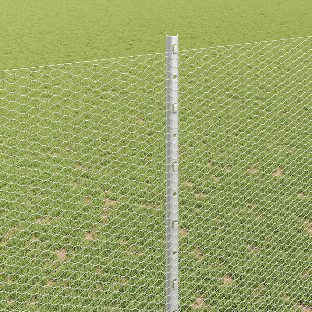 Fence with Posts Silver 1.6 x 50 m Steel