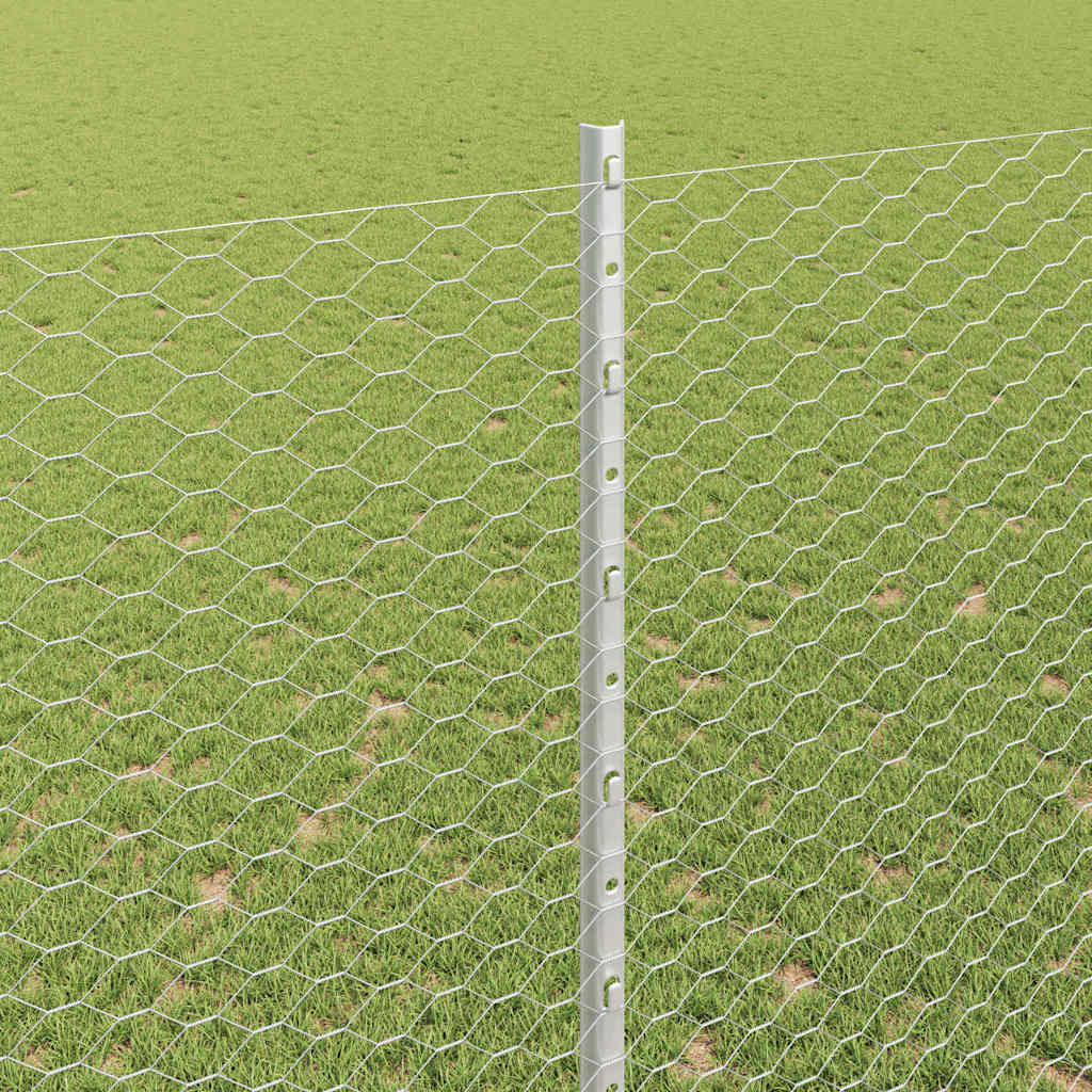 Fence with Posts Silver 1.6 x 50 m Steel