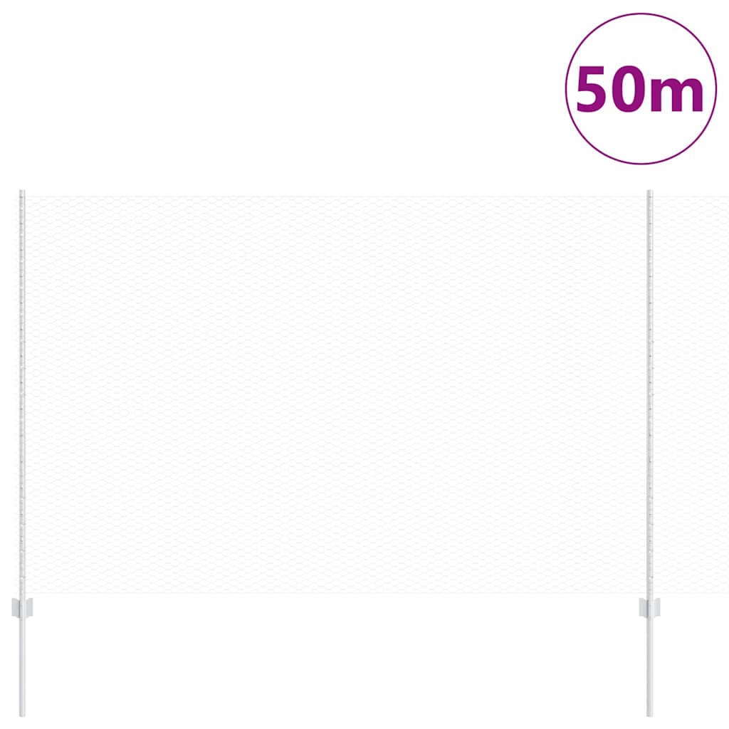 Fence with Posts Silver 1.6 x 50 m Steel