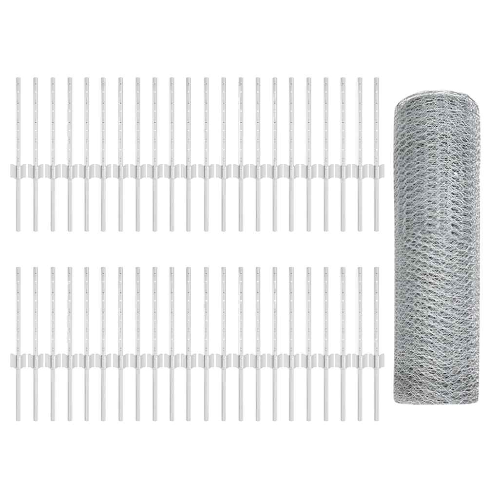 Fence with Posts Silver 0.4 x 100 m Steel