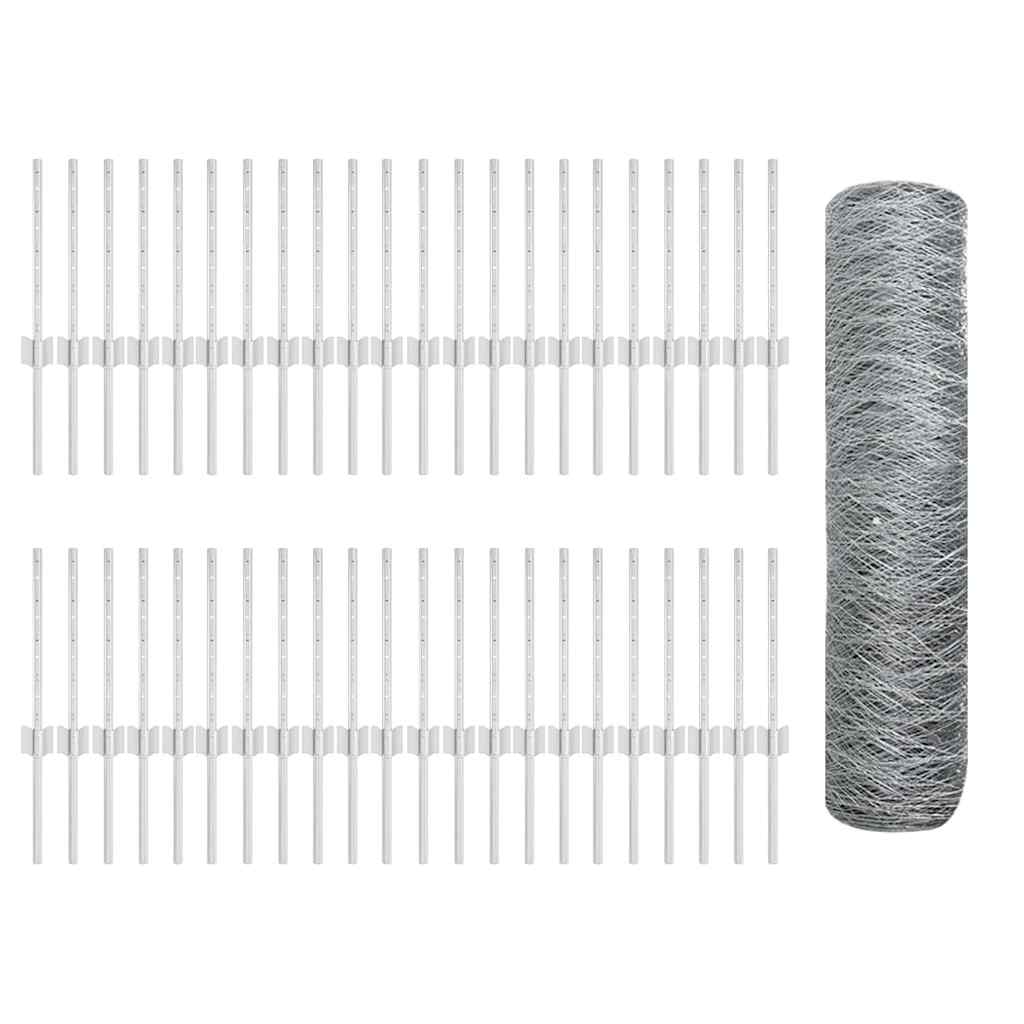 Fence with Posts Silver 0.4 x 100 m Steel