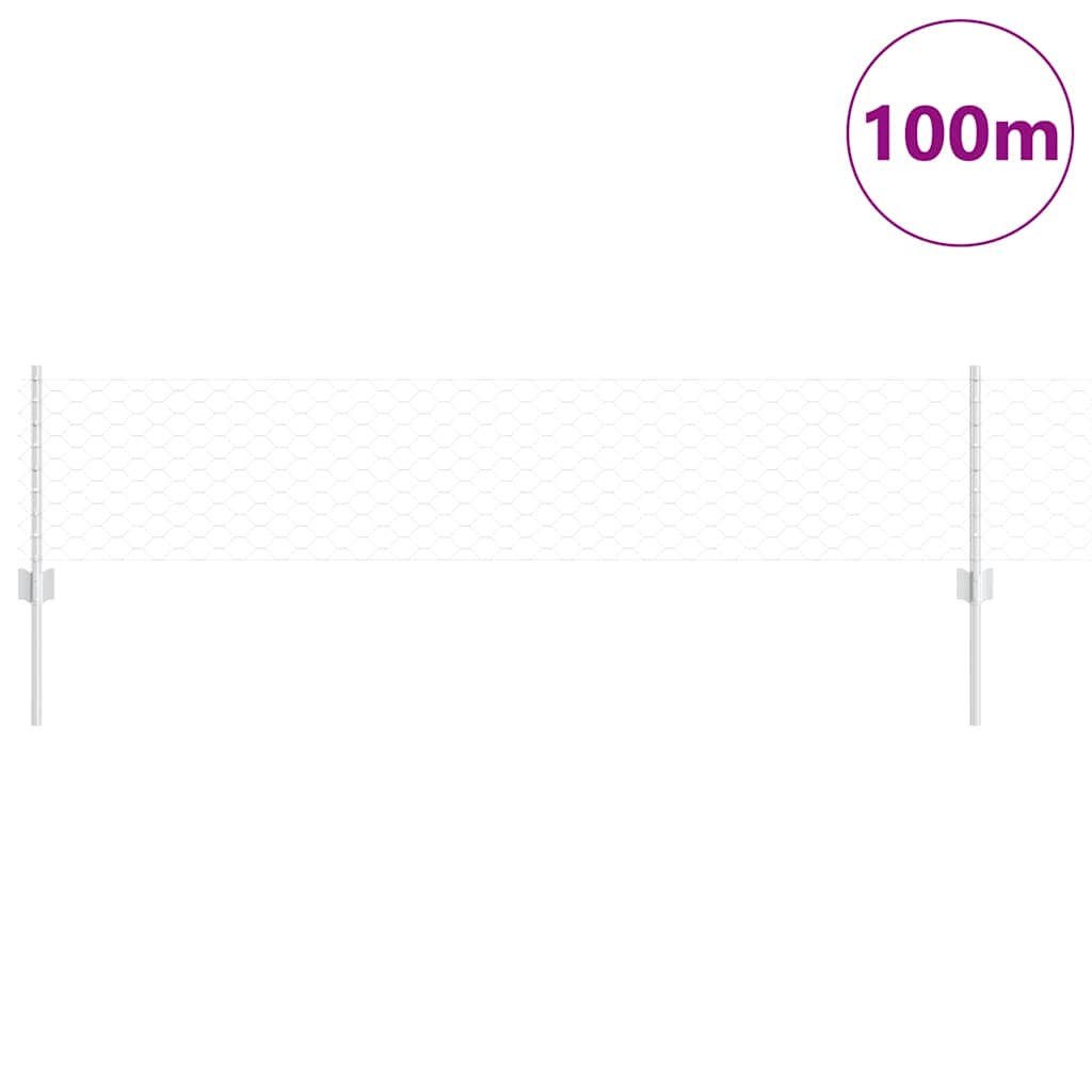Fence with Posts Silver 0.4 x 100 m Steel