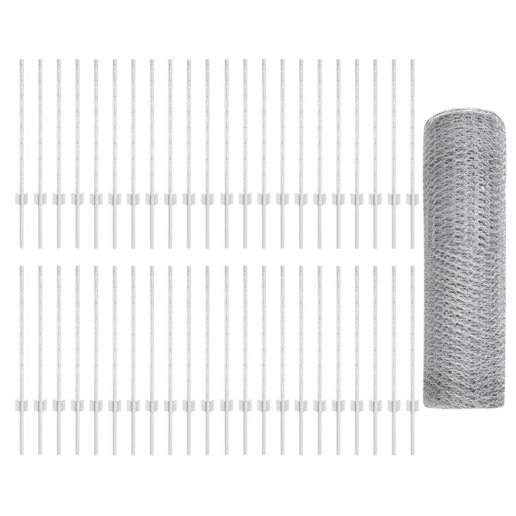 Fence with Posts Silver 0.8 x 100 m Steel