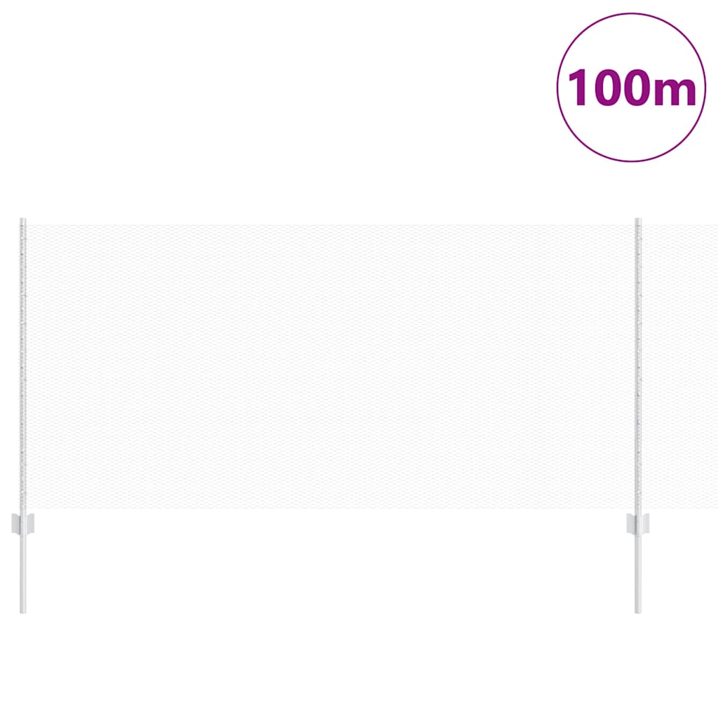 Fence with Posts Silver 1 x 100 m Steel