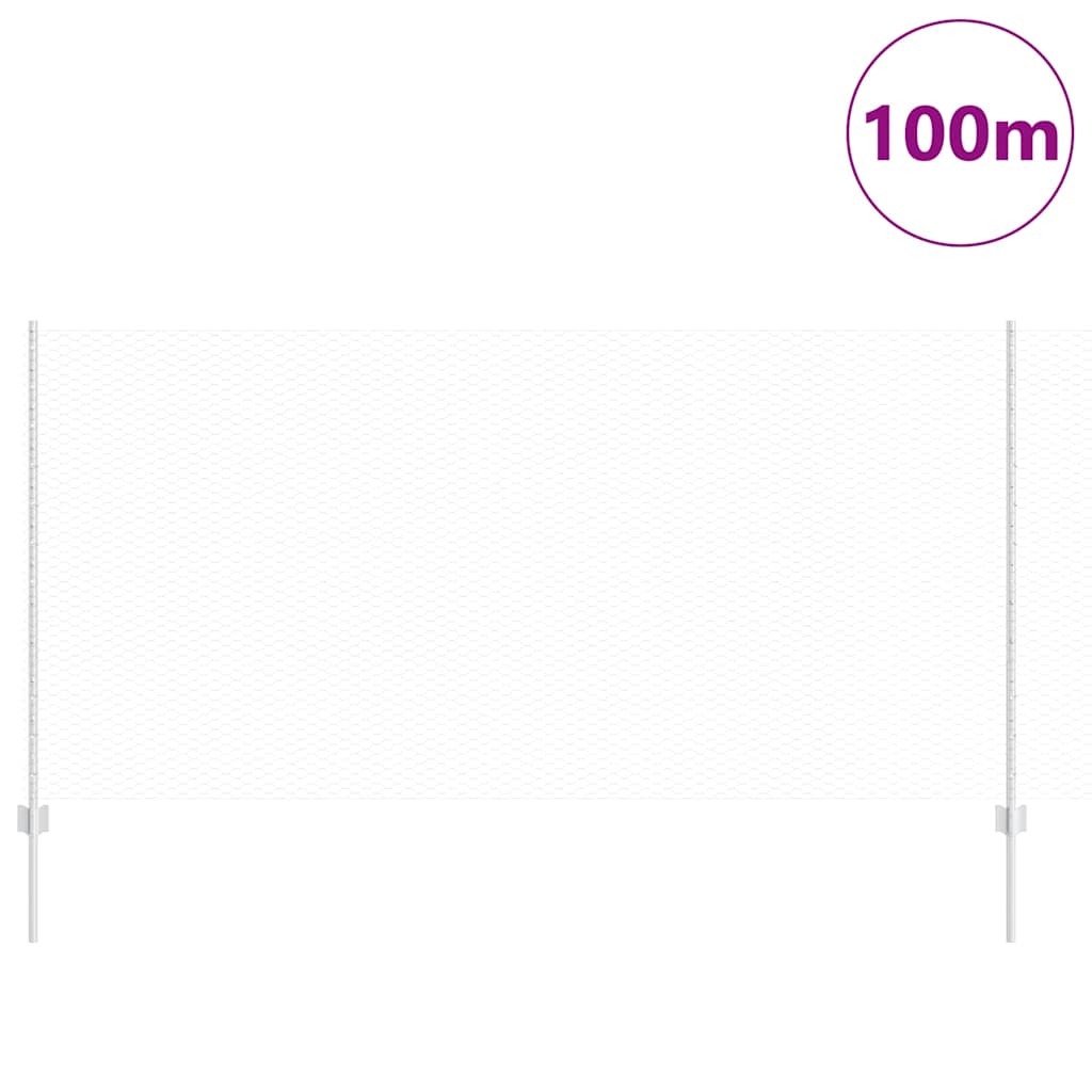 Fence with Posts Silver 1.2 x 100 m Steel