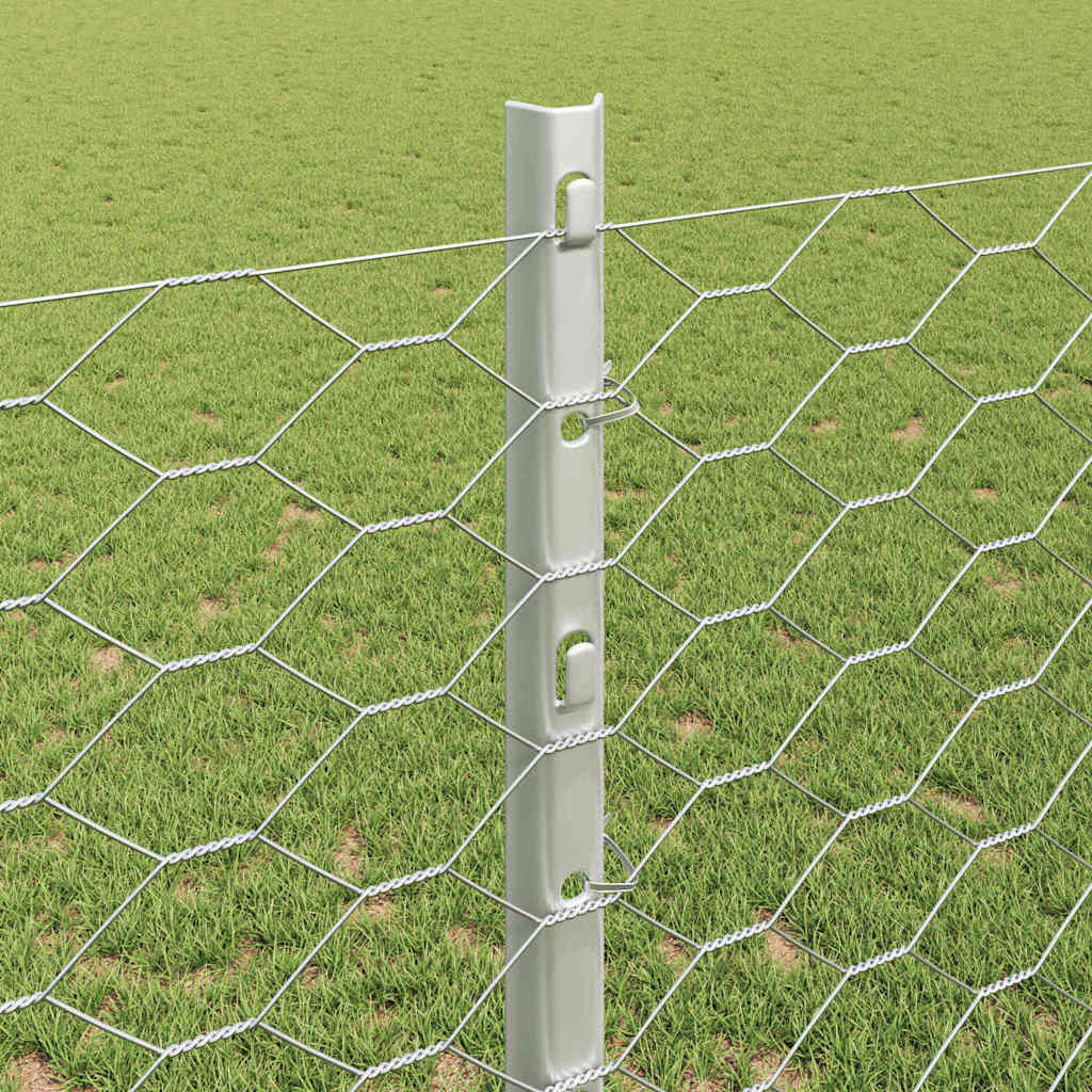 Fence with Posts Silver 1.2 x 100 m Steel