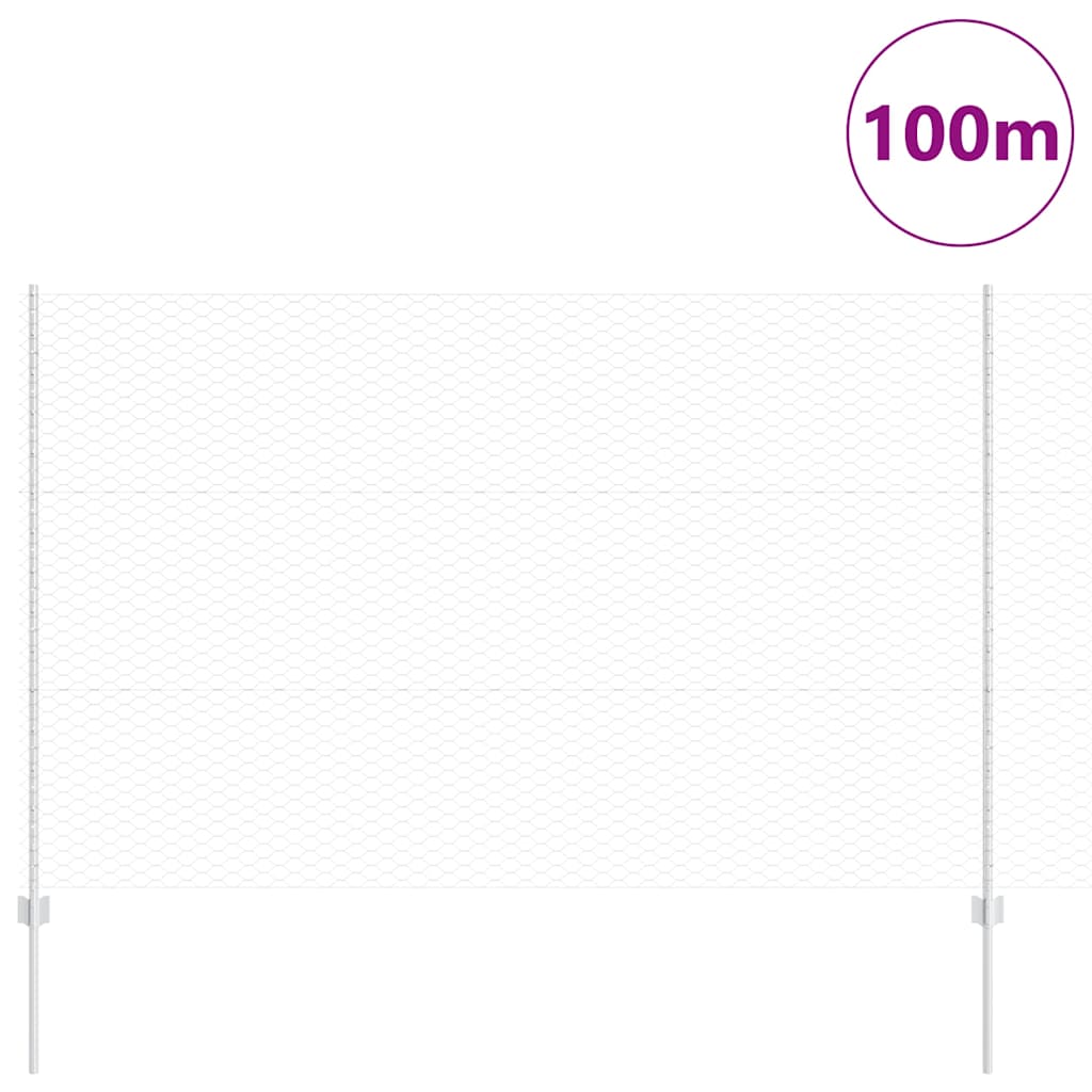 Fence with Posts Silver 1.5 x 100 m Steel