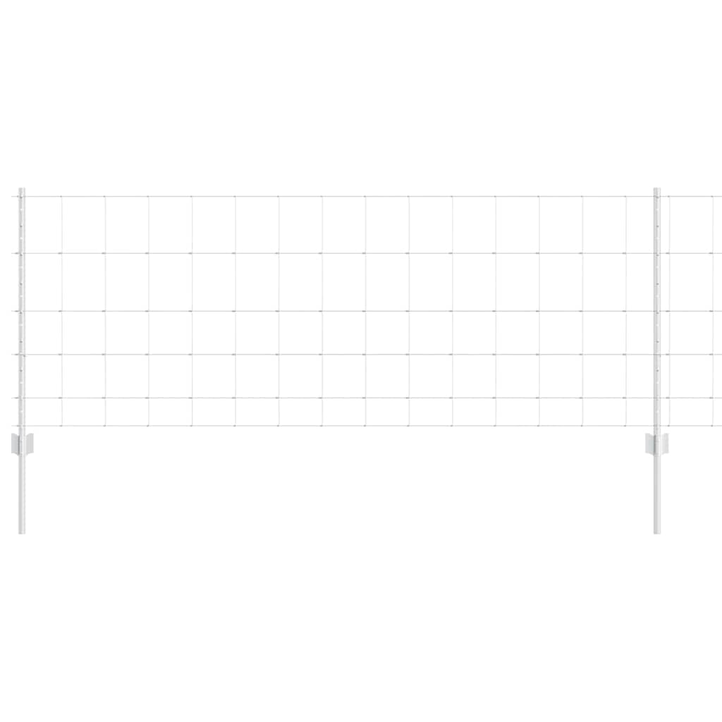 Fence with Posts Silver 0.8 x 25 m Steel