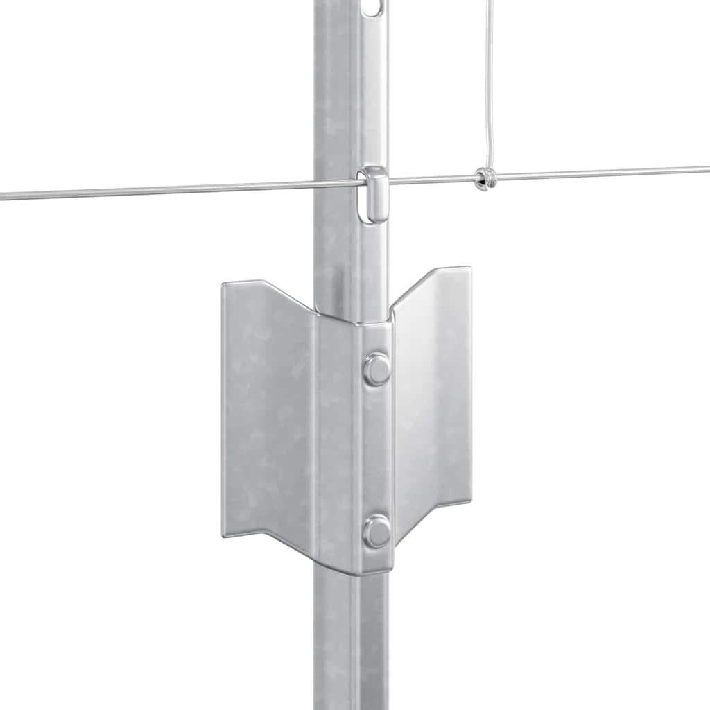 Fence with Posts Silver 0.8 x 25 m Steel