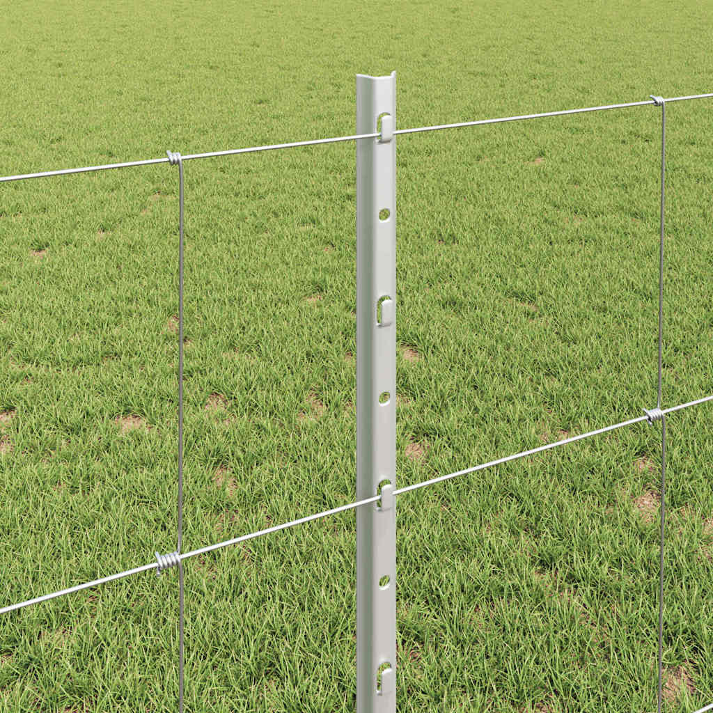 Fence with Posts Silver 0.8 x 25 m Steel