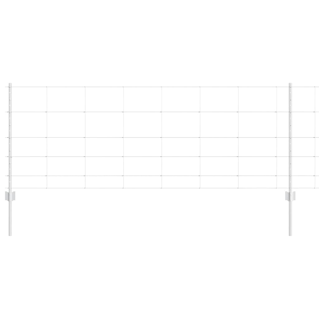 Fence with Posts Silver 0.8 x 25 m Steel