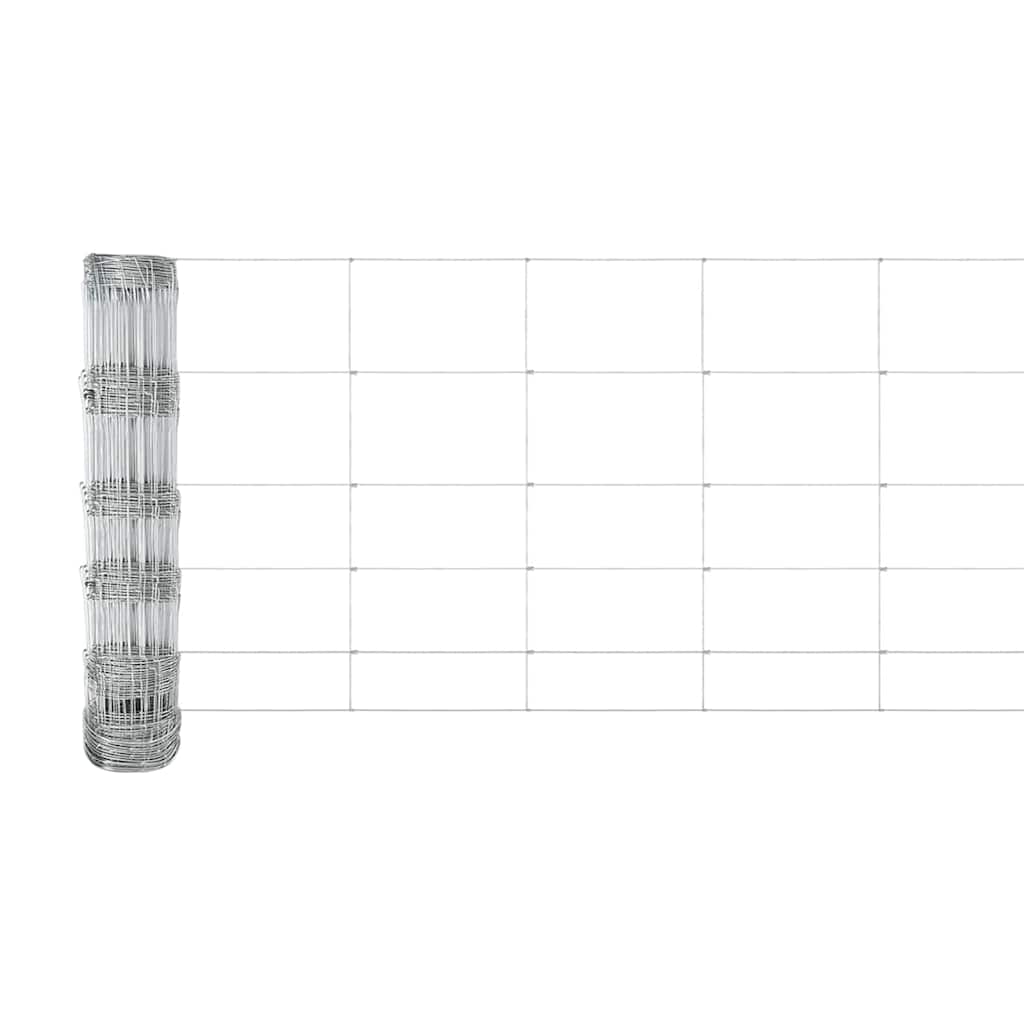 Fence with Posts Silver 0.8 x 25 m Steel