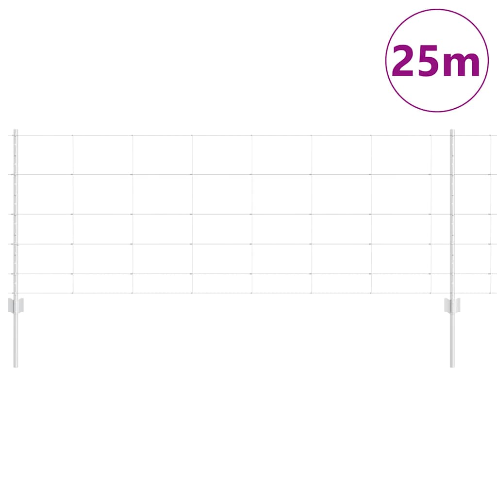 Fence with Posts Silver 0.8 x 25 m Steel