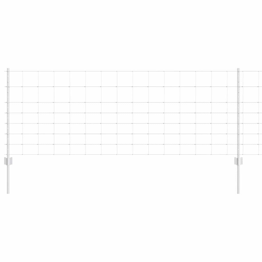 Fence with Posts Silver 0.8 x 25 m Steel