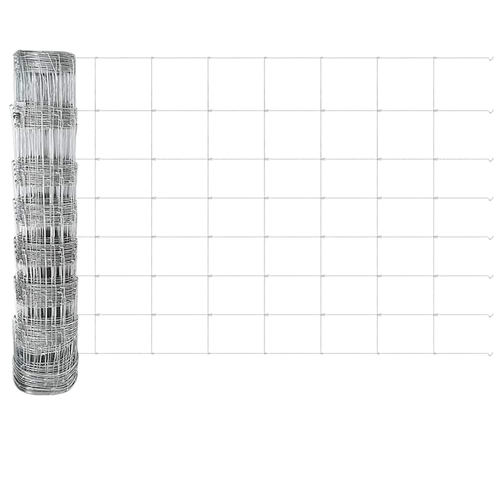 Fence with Posts Silver 0.8 x 25 m Steel