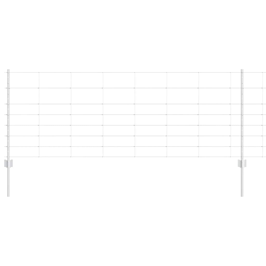 Fence with Posts Silver 0.8 x 25 m Steel
