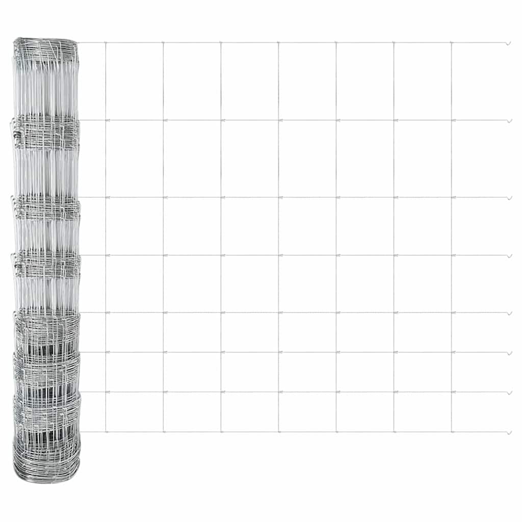 Fence with Posts Silver 1 x 25 m Steel