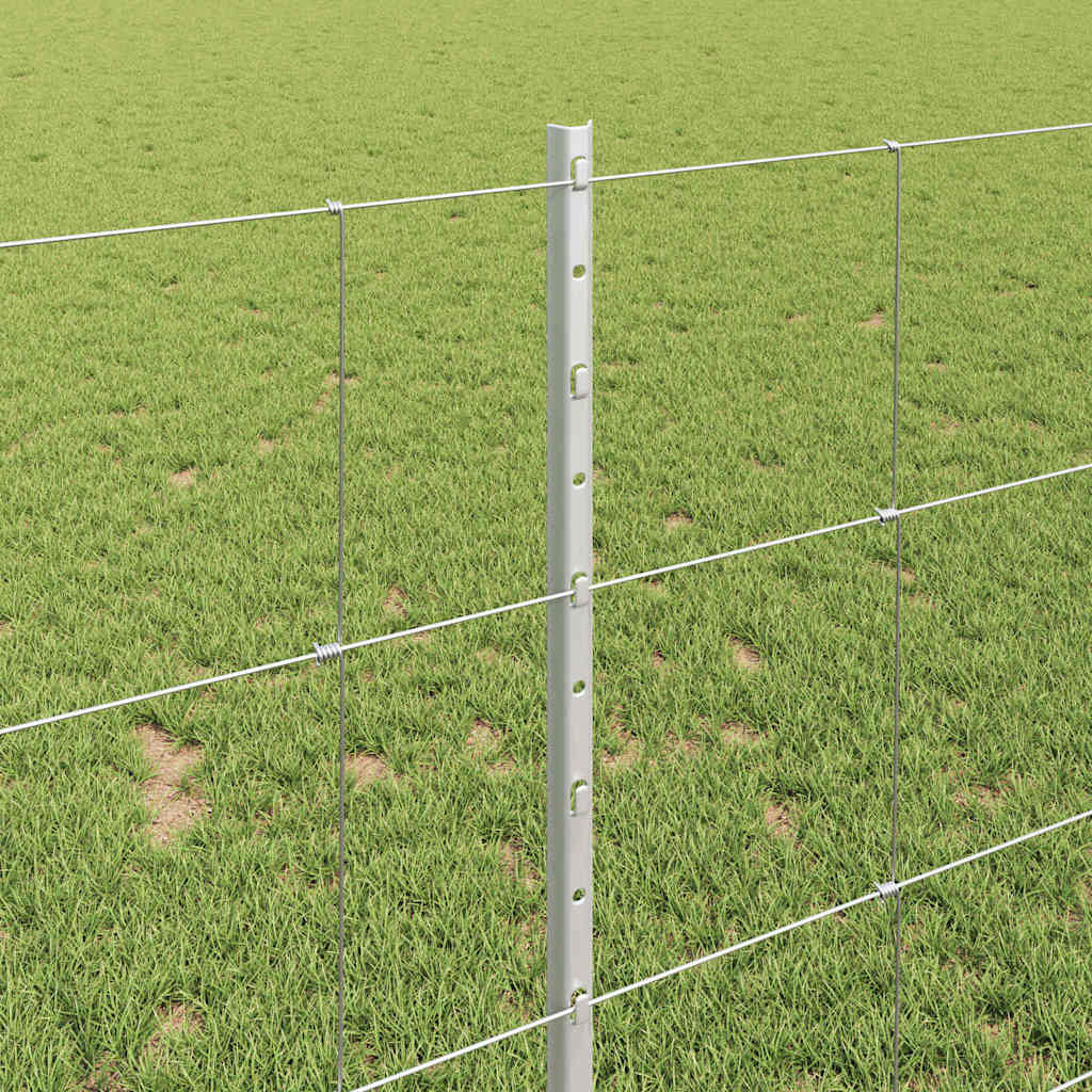 Fence with Posts Silver 1 x 25 m Steel