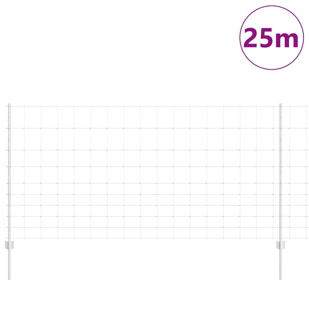 Fence with Posts Silver 1.2 x 25 m Steel