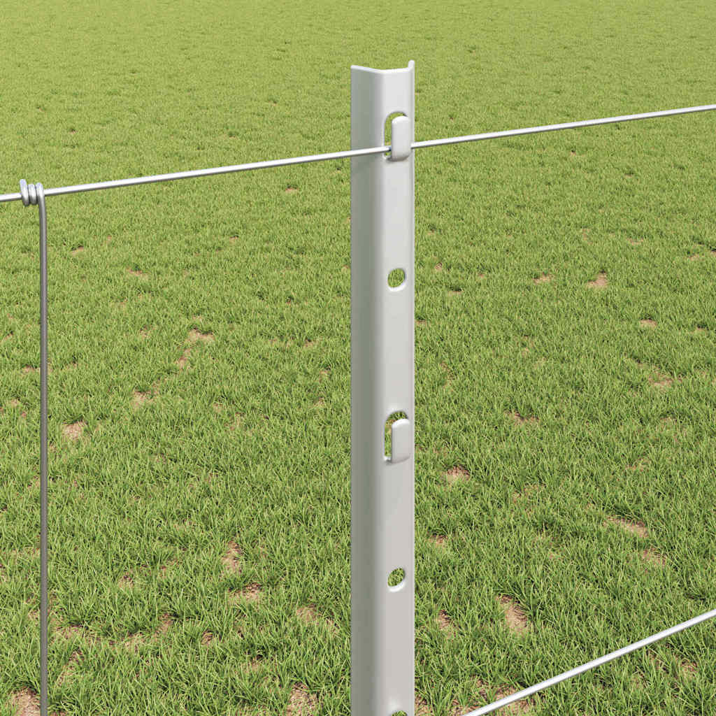 Fence with Posts Silver 1.2 x 25 m Steel